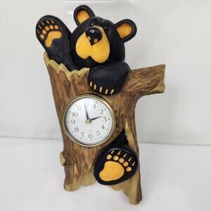 Big Sky Carvers Bearfoots “Bruin Minutes” Bear / Log 13" Wall Clock Rare Works